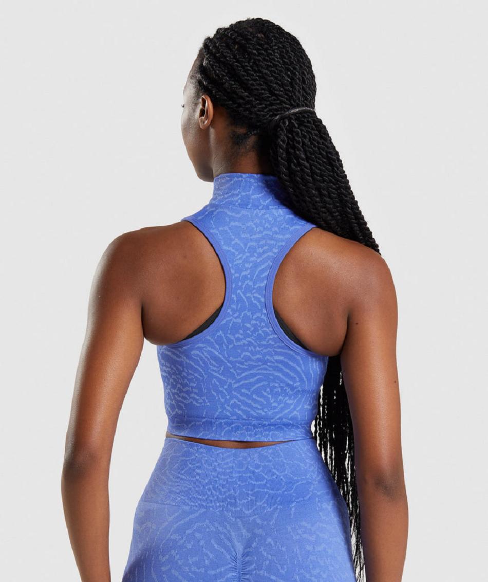 Corp Tops Gymshark Adapt Animal Seamless 1/2 Zip Mujer Azules | CO 2457WNB